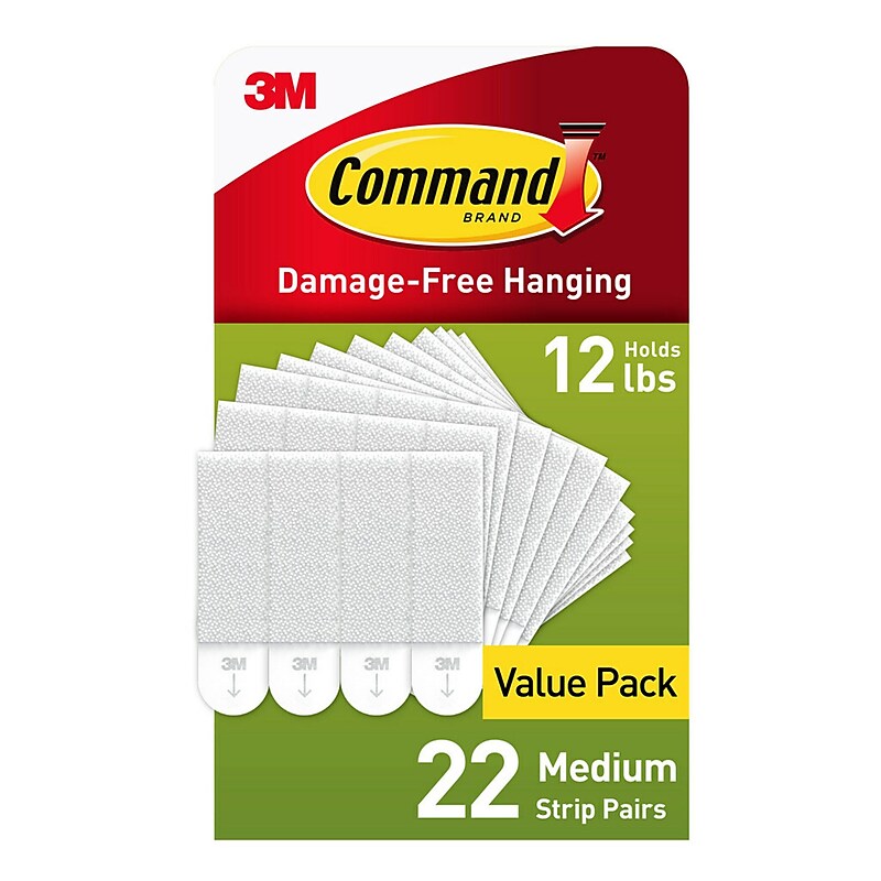 Command Medium Picture Hanging Strips, Damage Free Hanging of Dorm Decorations, 22 Pairs, 44 Command Strips (17204-22NA) image 1