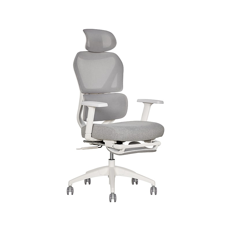 Sharper Image S-850 Heated Ergonomic Mesh Swivel Executive Massage Chair, Light Gray/White (60106-LGRYWHT) image 1