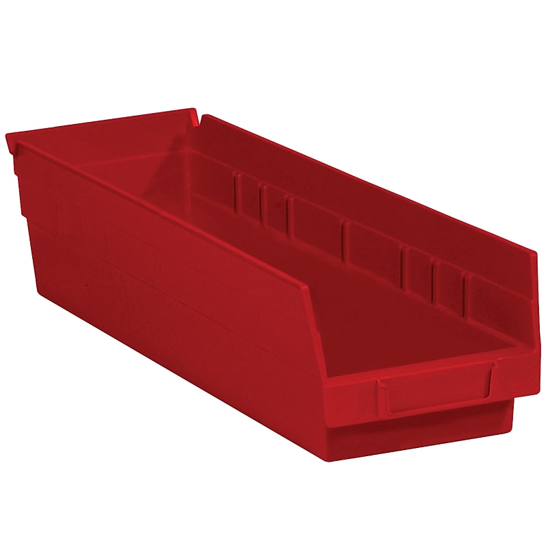 Quill Brand Small Plastic Storage Bin, 4.12" x 17.875"x 4", Red, 20/Carton (BINPS111R) image 1