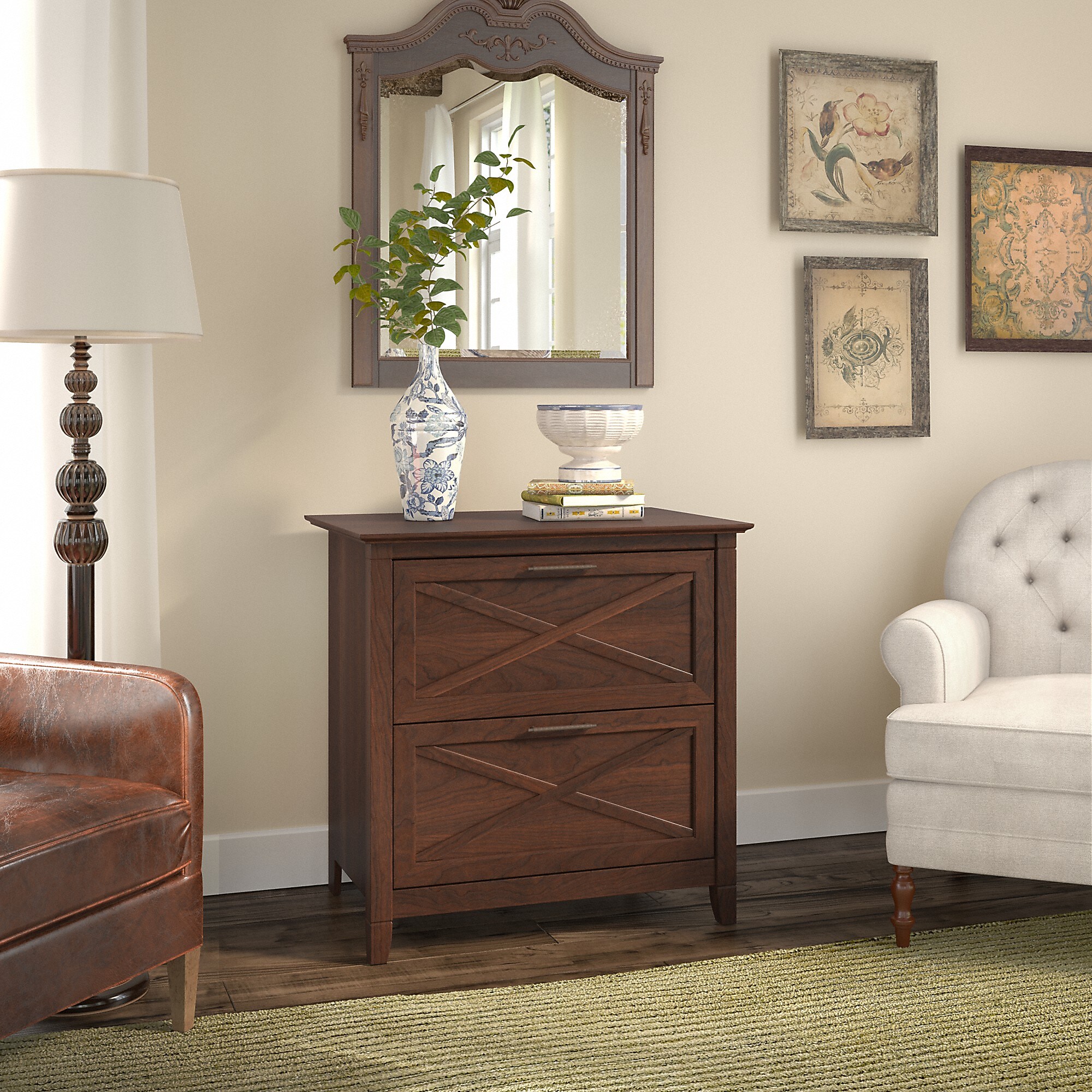 Bush Furniture Key West 2 Drawer Lateral File Cabinet, Bing Cherry (KWF130BC-03) Sansujyuku sansujyuku.com