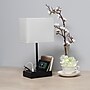 Simple Designs Rectangular Multi-Use 1 Light 15.3" LED Table Lamp with 2 USB Ports and Charging Outlet, Black/White (LT1110-WOB)~#|#~318BE38D-88E6-488F-B53ABBEB6ADB4675_sc7