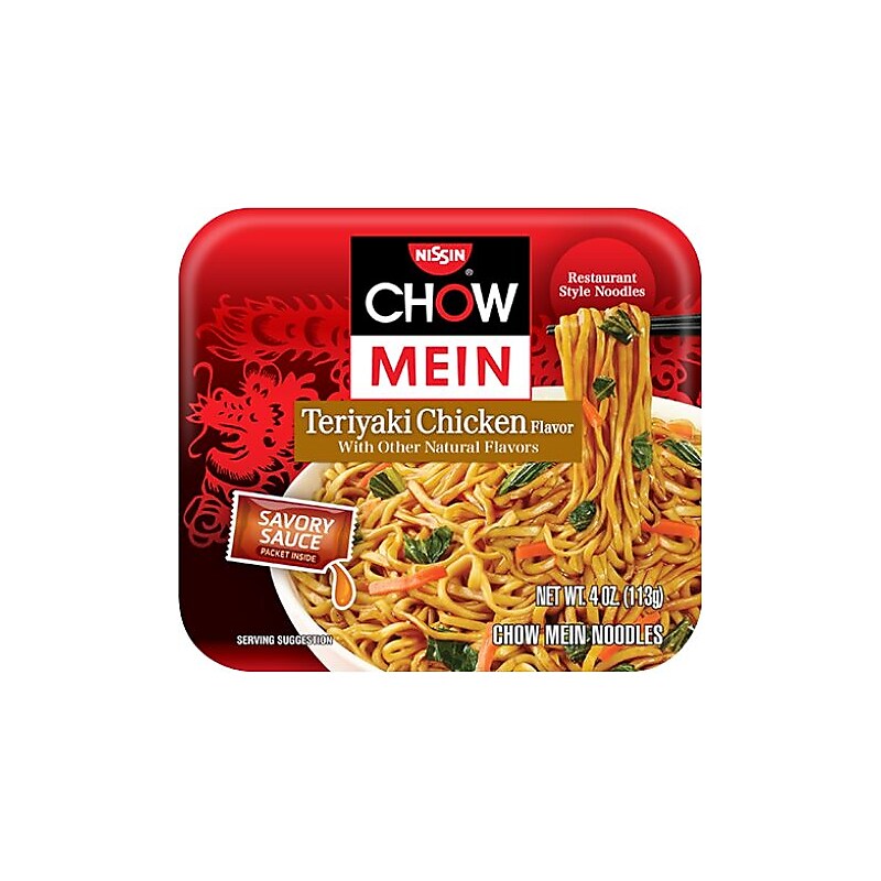 Nissin Chow Mein Teriyaki Chicken Ramen Noodles, 4 oz., 8 Bowls/Carton (08279) image 1