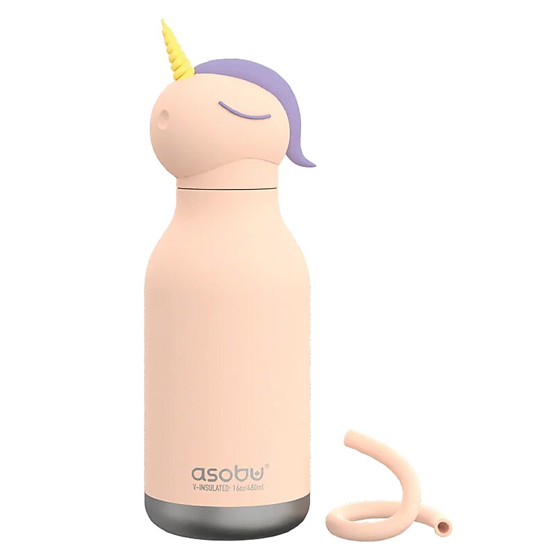ASOBU Bestie Bottle Unicorn Stainless Steel Vacuum Insulated Water Bottle, 16 oz., Pink (ADNASBV44UN) image 1