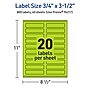 Avery Rectangle Multipurpose Labels, 0.75" x 3.5", Bright Green, 800/Pack (94217)~#|#~31980BB9-7A42-4BB9-80029E0A70A2F6CE_sc7