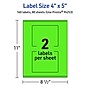 Avery Laser/Inkjet Multipurpose Rectangle Labels, 4" x 5", Neon Green, 160/Box (94253)~#|#~31A83973-3EFD-4601-921A7AD464255B11_sc7
