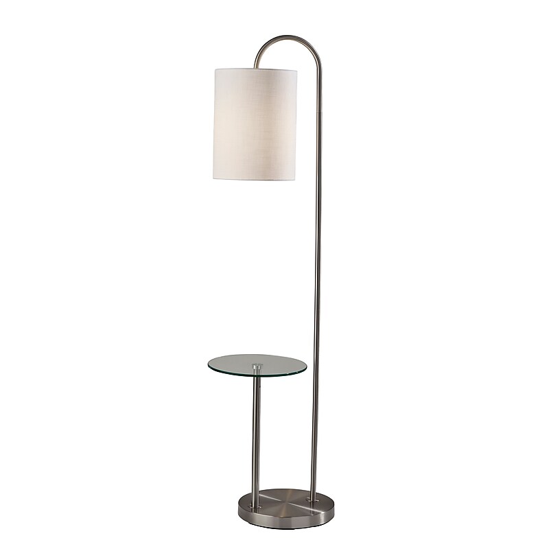 Adesso Amira 64"H Brushed Steel Floor Lamp with Drum Shade (4062-22) image 1