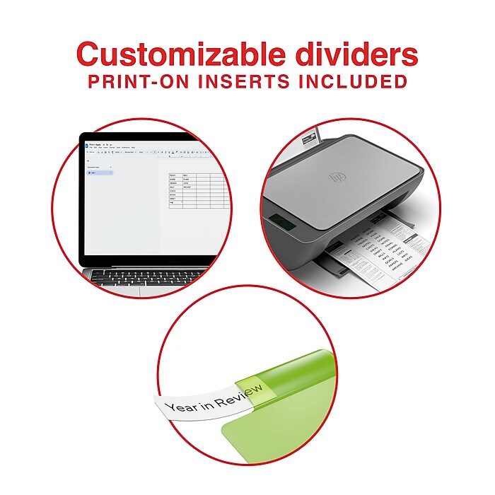 Staples Large Tab Plastic Two-Pocket Insertable Dividers, 8-Tabs