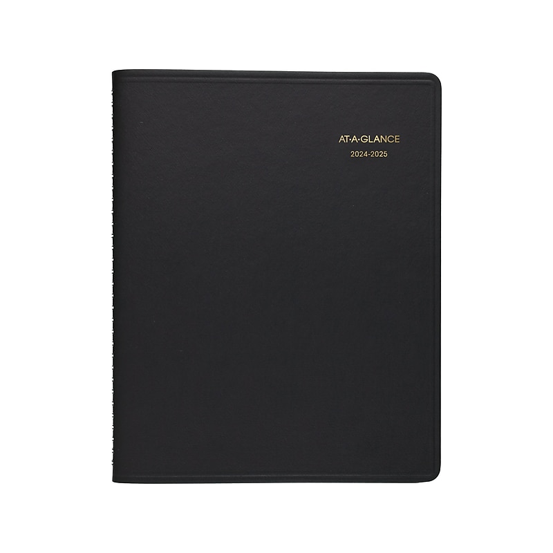 2024-2025 AT-A-GLANCE 7" x 8.75" Academic Weekly Appointment Book, Faux Leather Cover, Black (70-958-05-25) image 1