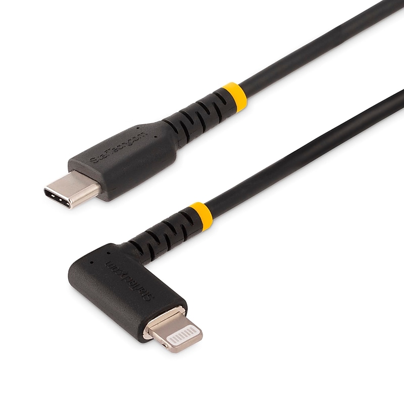 StarTech.com 6.6ft USB-C to Lightning Cable, Charge/Sync, Right-Angled Lightning, Black (RUSB2CLTMM2MR) image 1