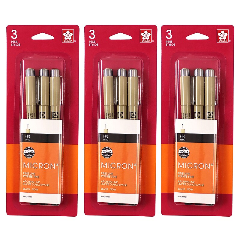 Sakura Pigma Micron Pen, Fineliner, Black Ink, 3/Bundle (SAK50021-3) image 1