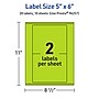 Avery Printable Rectangle Multipurpose Labels, 5" x 6", Bright Green, 20/Pack (94257)~#|#~31BF39E8-2A2B-4F16-80AC44D415747F0F_sc7