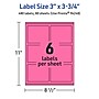 Avery Laser/Inkjet Rectangle Multipurpose Labels, 3" x 3.75", Bright Pink, 480/Box (94248)~#|#~31C5C9DB-129B-485C-92E49737B118AC00_sc7