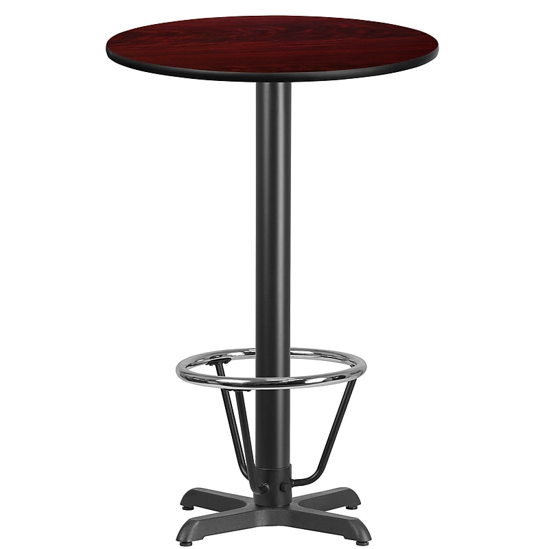 Flash Furniture 24" Round Laminate Table Top with 22" x 22" Bar-Height Table Base, Mahogany (XURD24MAT22B3F) image 1