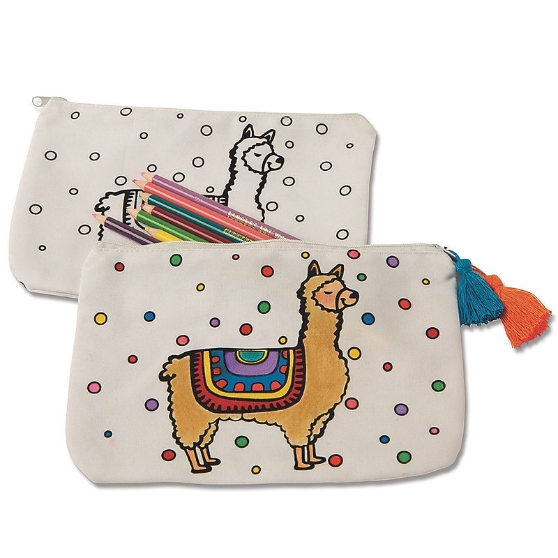 S&S Velvet Art Fabric Llama Pouch, 12/Pack (PS1457) image 1