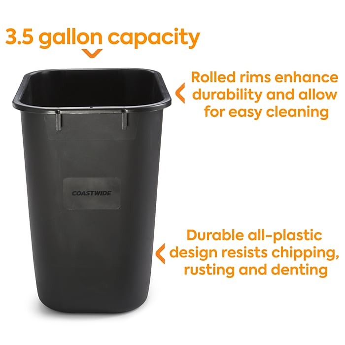 Coastwide Professional™ Indoor Trash Can Without Lid, Black Soft