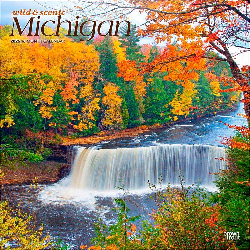 2026 BrownTrout Michigan Wild & Scenic 12" x 12" Monthly Wall Calendar (9798330704590) image 1