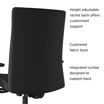 Union & Scale™ Workplace2.0™ Upholstered Task Chair 2D, Adjustable Arms, Black Fabric Synchro Tilt (54045)