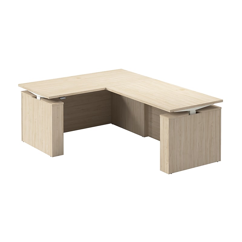 Bush Business Furniture Stratus 60"W Electric L-Shaped Adjustable Standing Desk, Natural Elm (SUT013NE) image 1