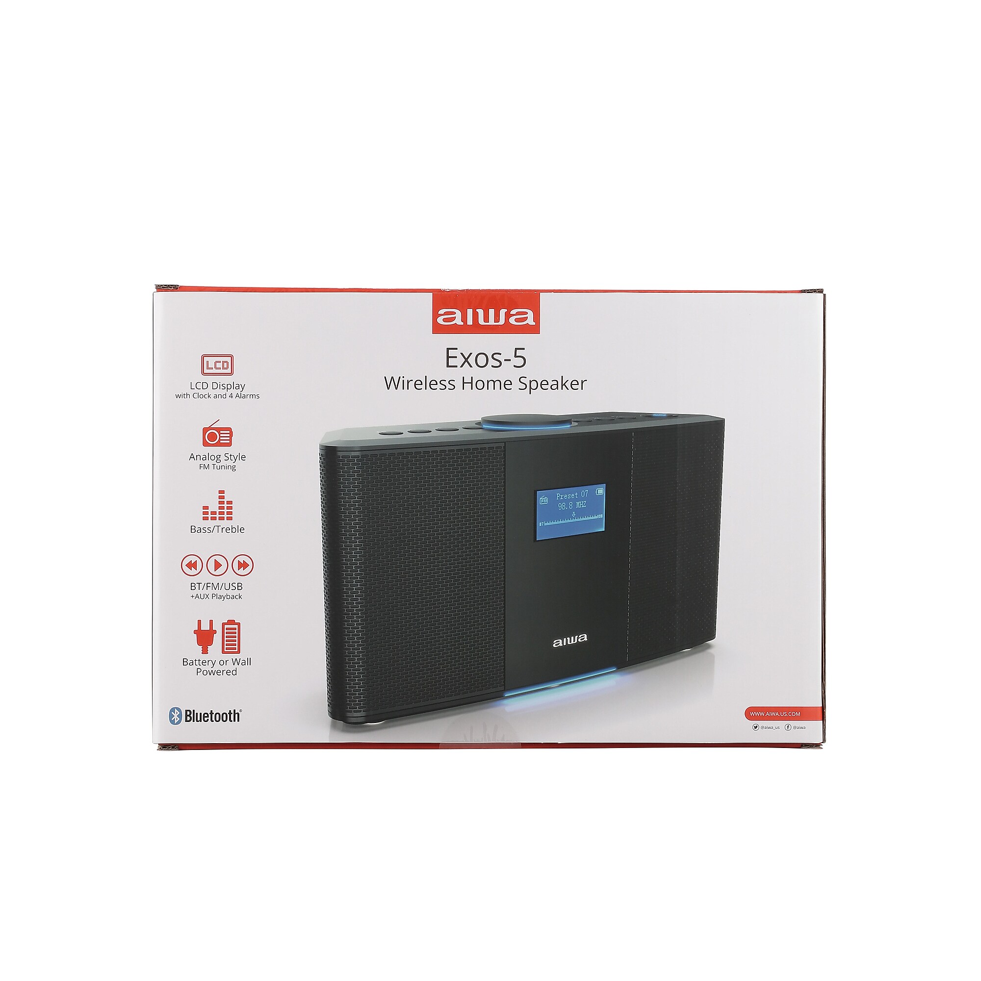 Aiwa Exos-5 Home System Wireless HI-FI Bluetooth Portable Speaker and Radio, Black (AI6008-BLACK) Simolary simolary.com