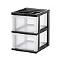 Iris 2-Compartment Stackable Desktop Storage Drawer, Black/Translucent White (116352)~#|#~31DED705-B0FA-48E3-8C00A63A407AE033_sc7