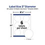 Avery Sure Feed Laser/Inkjet Round Labels, 3" Dia, Glossy White, 60 Labels/Pack (22891)~#|#~31EB92D6-0615-4493-98BAFF85585120AE_sc7