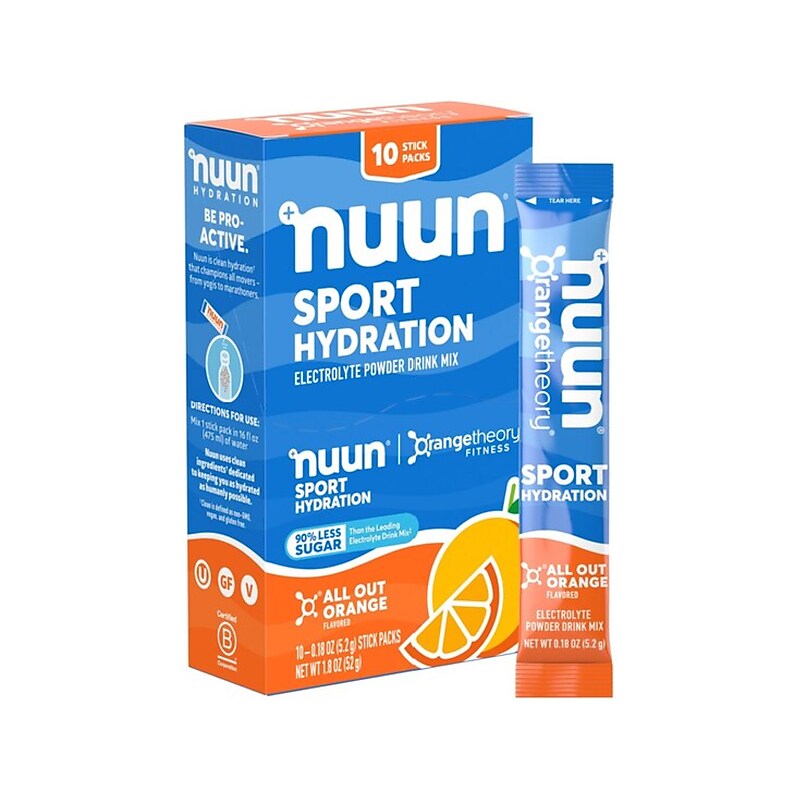 Nuun Sport Hydration All Out Orange Electrolyte Powder Drink Mix, 0.18 oz., 10 Packets/Box (12571039) image 1