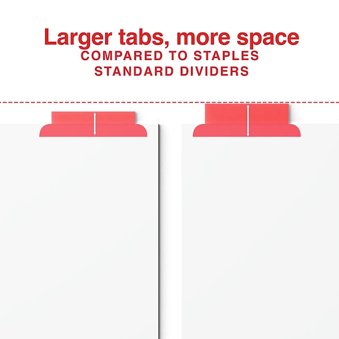 Staples Large Tab Insertable Paper Dividers, Assorted Colors, 5