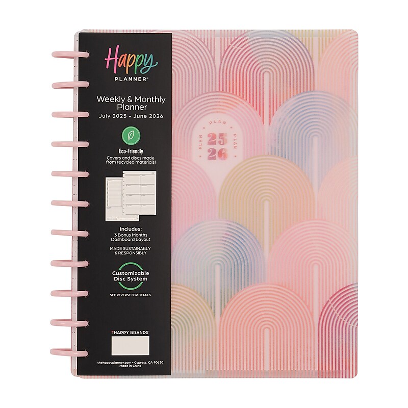 2025-2026 The Happy Planner Spring Sherbet 10.125" x 11.5" Academic Year Weekly & Monthly Planner, Plastic Cover (PD0029B001) image 1