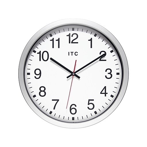 Infinity Instruments Intrinsic Prosaic ITC Wall Clock, 12"Dia. (14529SV830) Staples