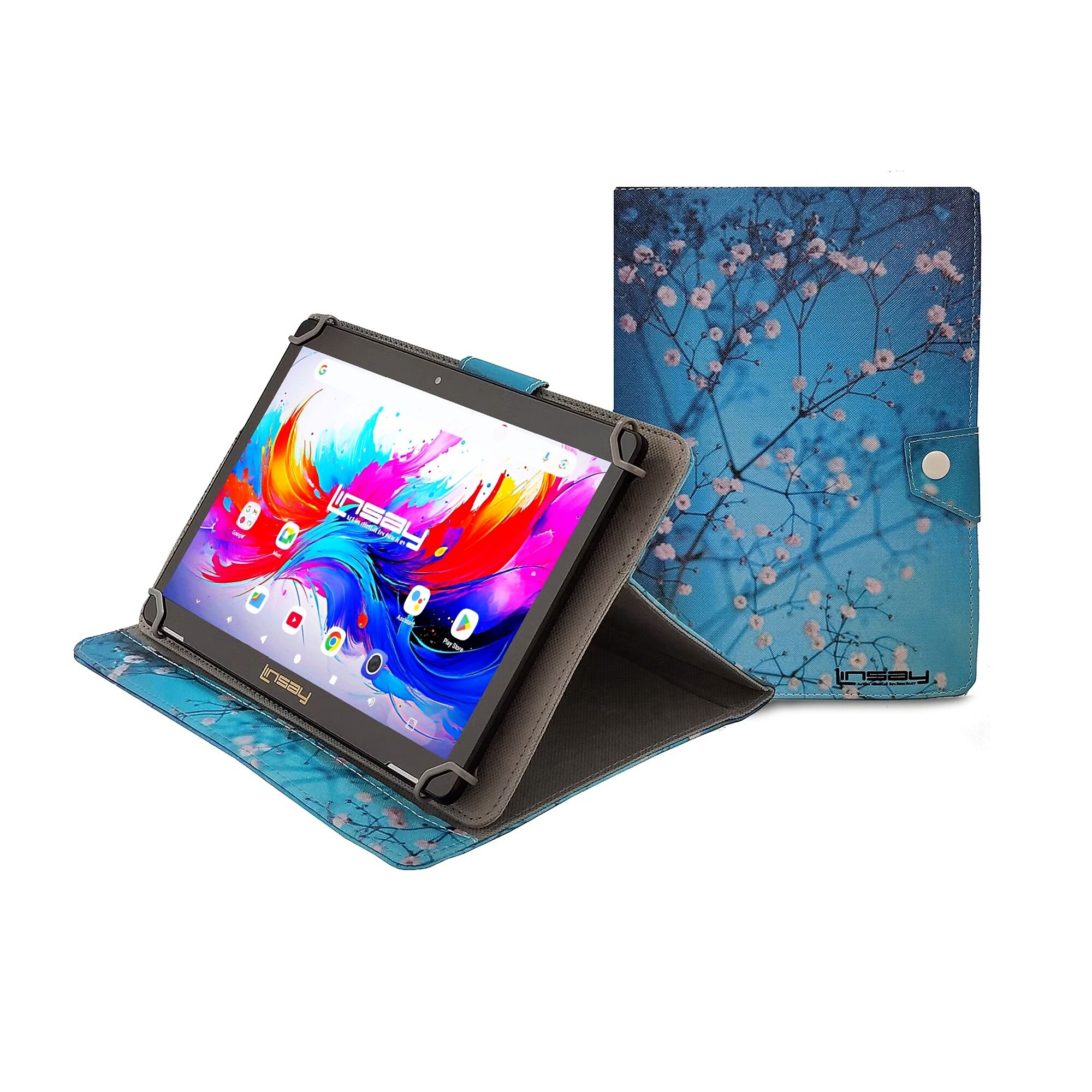 LINSAY F10 Series 10.1″ Tablet, Wi-Fi, Octa Core, 256GB eMMC, Android 15, Flowers Marble Case (F10IPGCFLPLUS) Sansujyuku sansujyuku.com