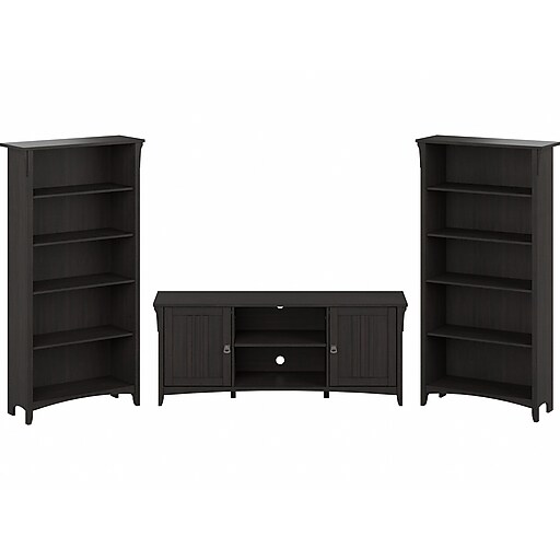 Bush Furniture Salinas TV Stand with 5Shelf Bookcases, Screens up to