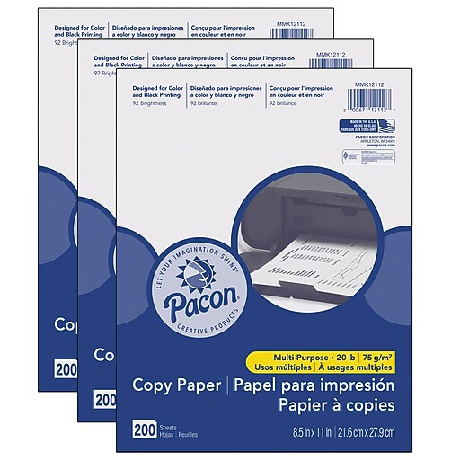 Pacon® MultiPurpose Paper, 20 lb., 8.5" x 11", White, 200 Sheets Per
