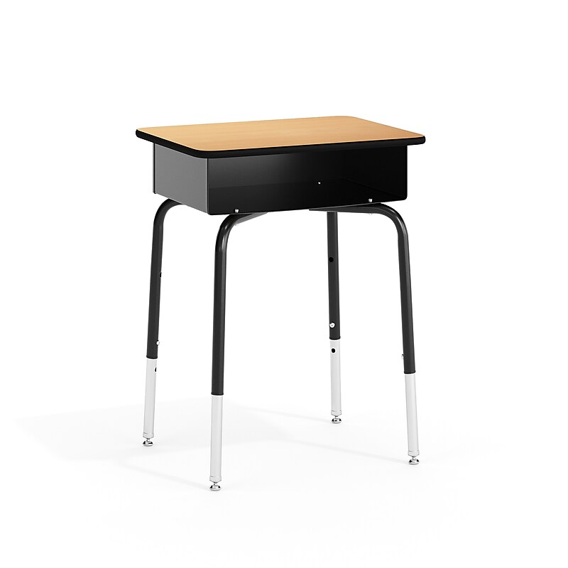 Flash Furniture 24"W Student Desk with Open Front Metal Book Box, Wood Grain/Black (FD-DESK-GG) image 1