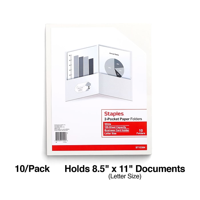 Staples 10% Recycled Smooth 2-Pocket Paper Presentation Folder