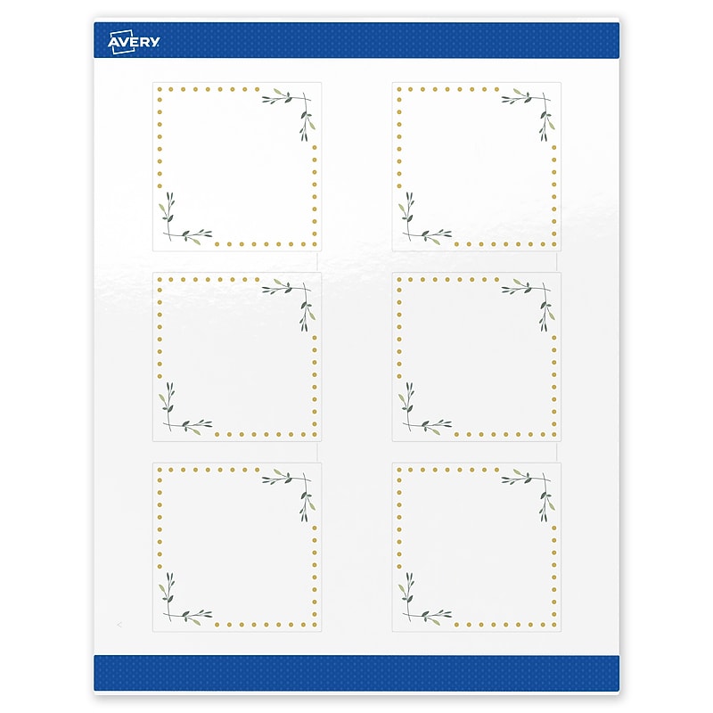 Avery Laser/Inkjet Square Multipurpose Labels, 3" x 3", White, 60/Pack (S00-DN6) image 1