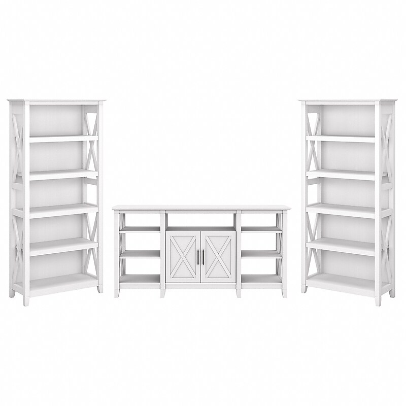 Bush Furniture Key West Console TV Stand, Screens up to 65", Pure White Oak (KWS027WT) image 1