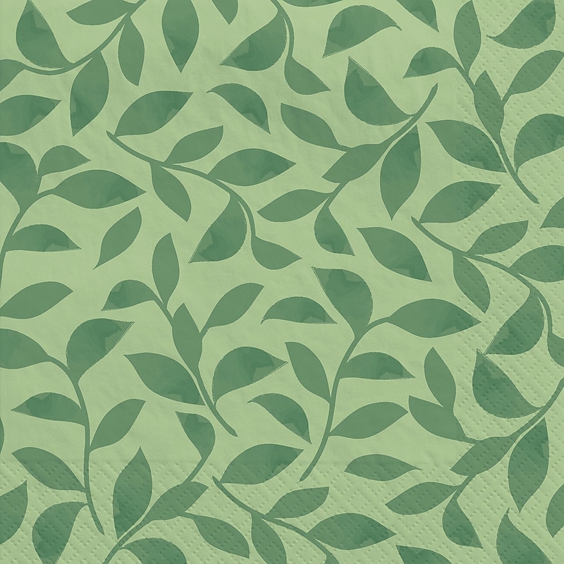 Party City Leaf Motif Beverage Napkin, 2-Ply, Jade, 40/Pack (AM600009) image 1