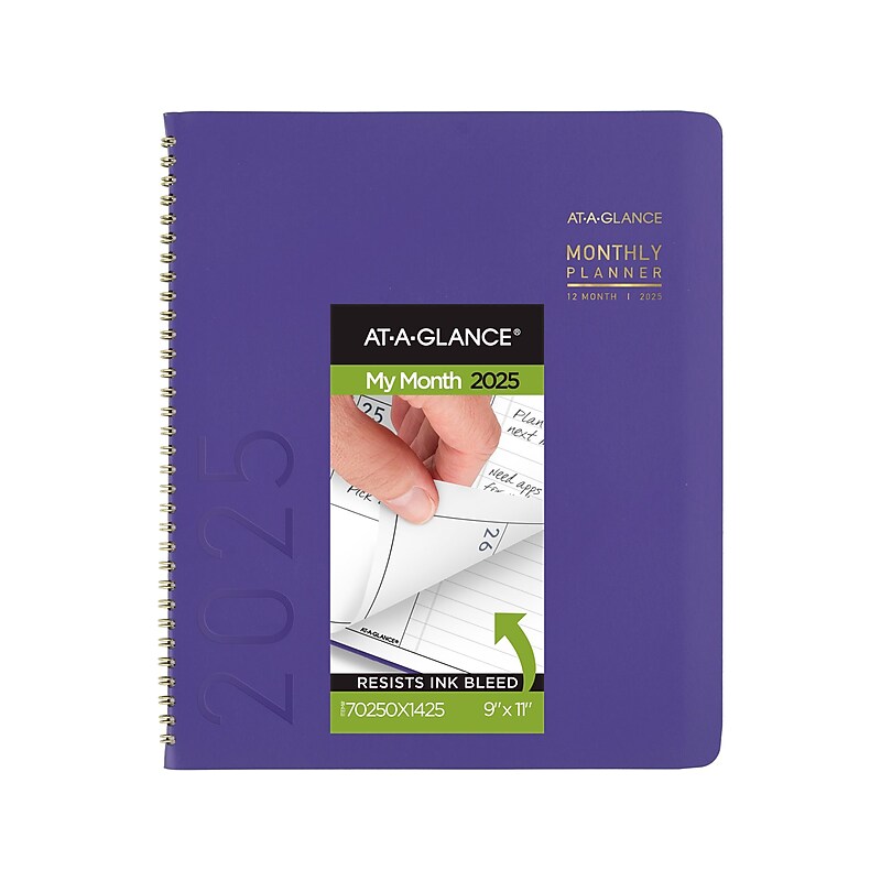 2025 AT-A-GLANCE Contemporary 9" x 11" Monthly Planner, Faux Leather Cover, Purple (70-250X-14-25) image 1