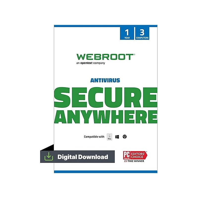 Webroot AntiVirus for 3 Users, Windows/Mac, Download (1000063020) image 1