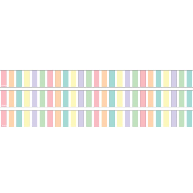 Teacher Created Resources Pastel Pop Stripes Straight Rolled Border Trim, 3" x 50', 3/Bundle (TCR9156-3) image 1