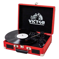 Victor Metro Dual-Bluetooth Belt-Drive Suitcase Turntable, Black