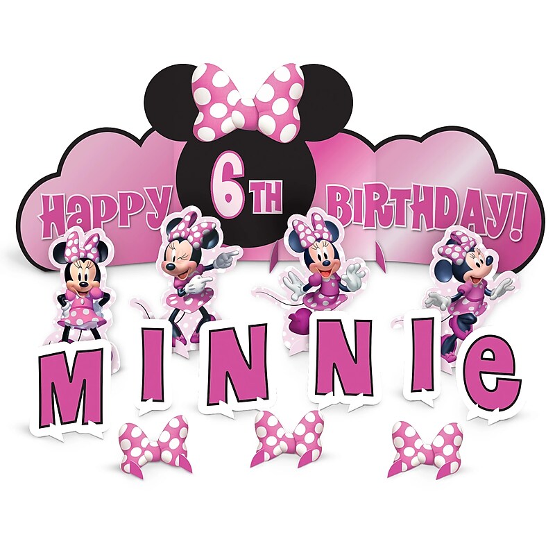 Party City Minnie Mouse Forever Birthday Tabletop Decorating Kit, Multicolored, 14/Pack (AM280170) image 1