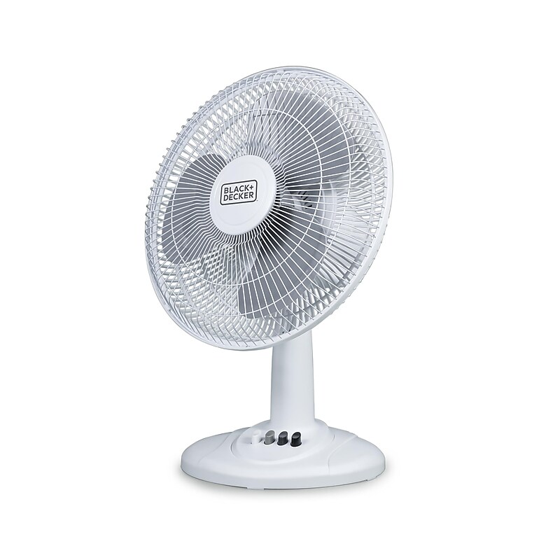 Black & Decker 12" Oscillating Desk Fan, 3-Speed, White (BFDT12SW) image 1