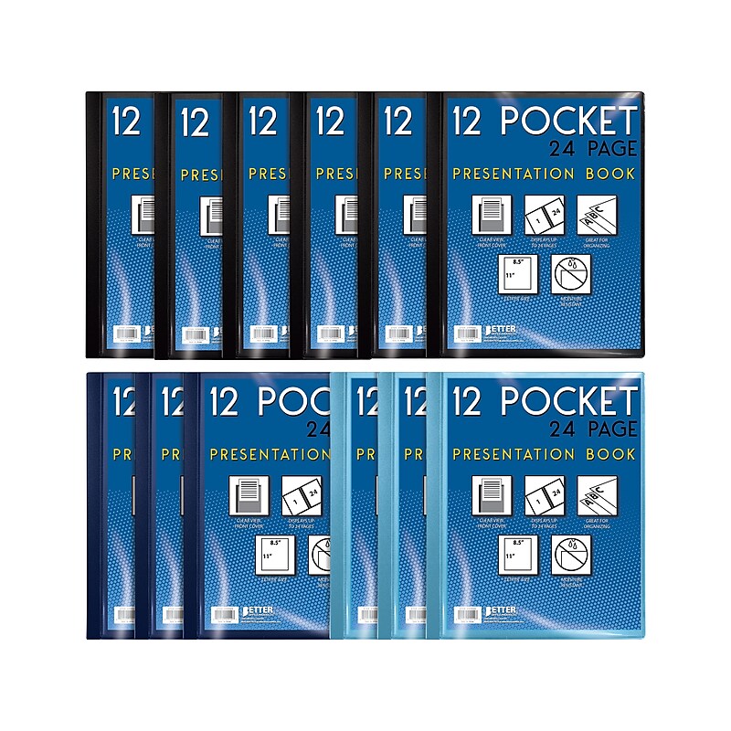 Better Office Letter-Size Clear Cover Presentation Books, Assorted Colors, 12/Pack (32019-12PK) image 1