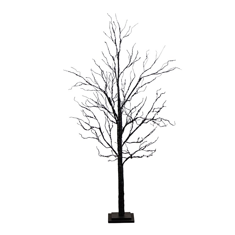 Nearly Natural Pre-Lit Halloween Black Twig Artificial Tree, 5' (T5167) image 1