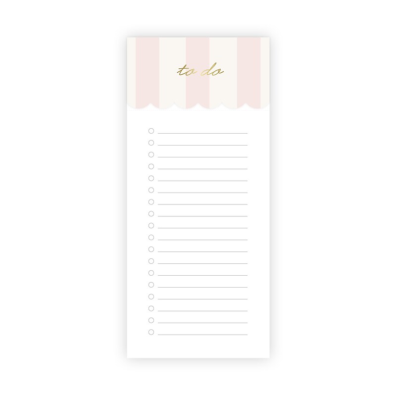 lake + loft Checklist Notepad, 4” x 9”, Beachy Stripe Pink Sand, 100 Sheets (DCSWNP-002) image 1