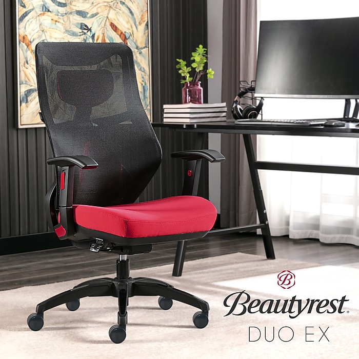 Beautyrest Duo-EX Ergonomic Mesh Swivel Computer Chair, Red (60051