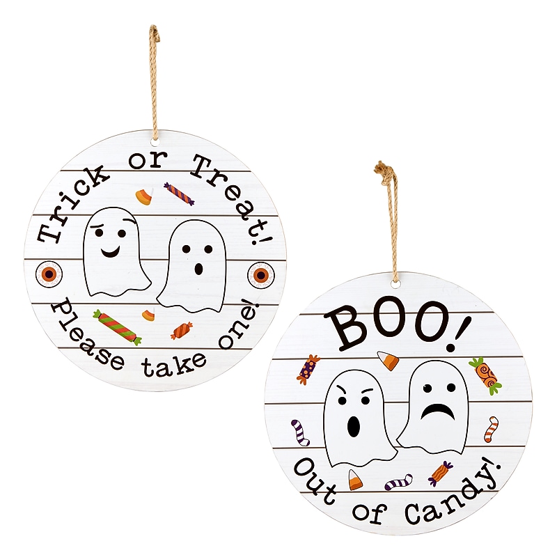 National Tree Company 12" Trick or Treat, Out of Candy Double Sided Halloween Sign (MZ17-HL2304-1) image 1