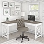 Bush Furniture Key West 60" L-Shaped Desk with Mid-Back Tufted Office Chair, Shiplap Gray/Pure White (KWS045G2W)~#|#~3264949B-C7FE-422E-A59EBFE0FE52396C_sc7