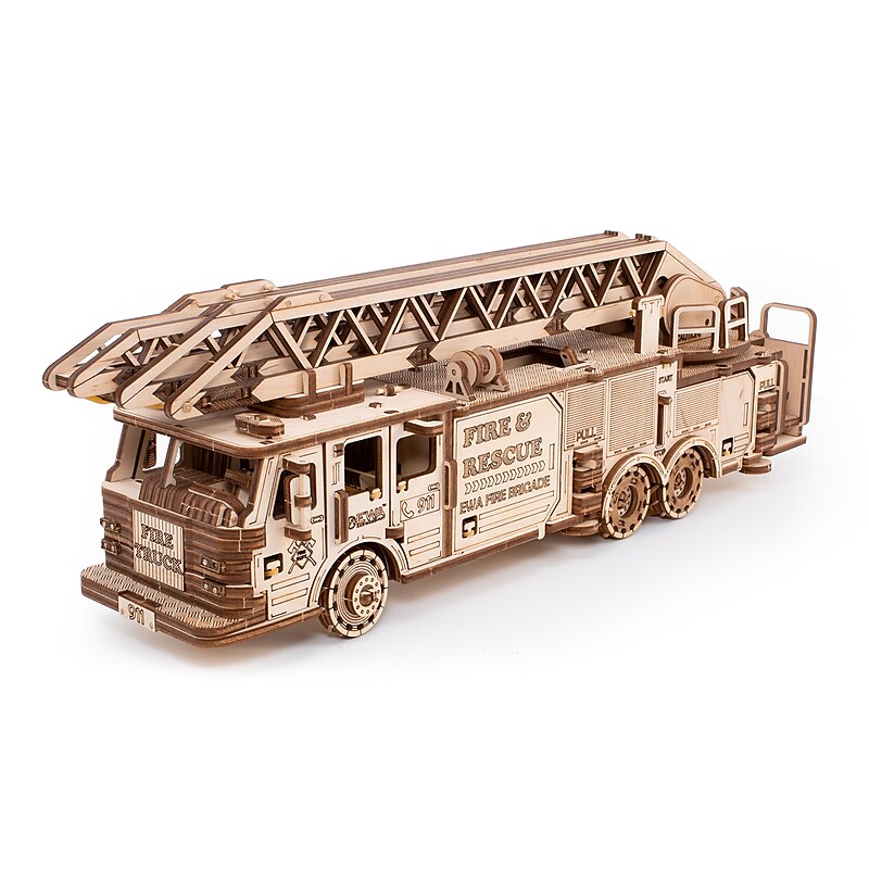 EWA Eco-Wood-Art Fire Truck 3D Wooden STEM Construction Kit, 439 Pieces/Set (AVRAV0523504) image 1